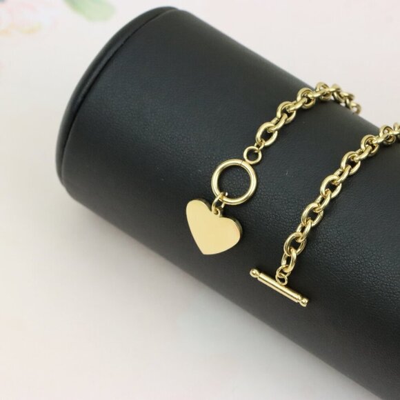 Yellow Gold Plated Heart Charm Bracelet, 18cm Adjustable Chain, XPBL0603 - Picture 10 of 12